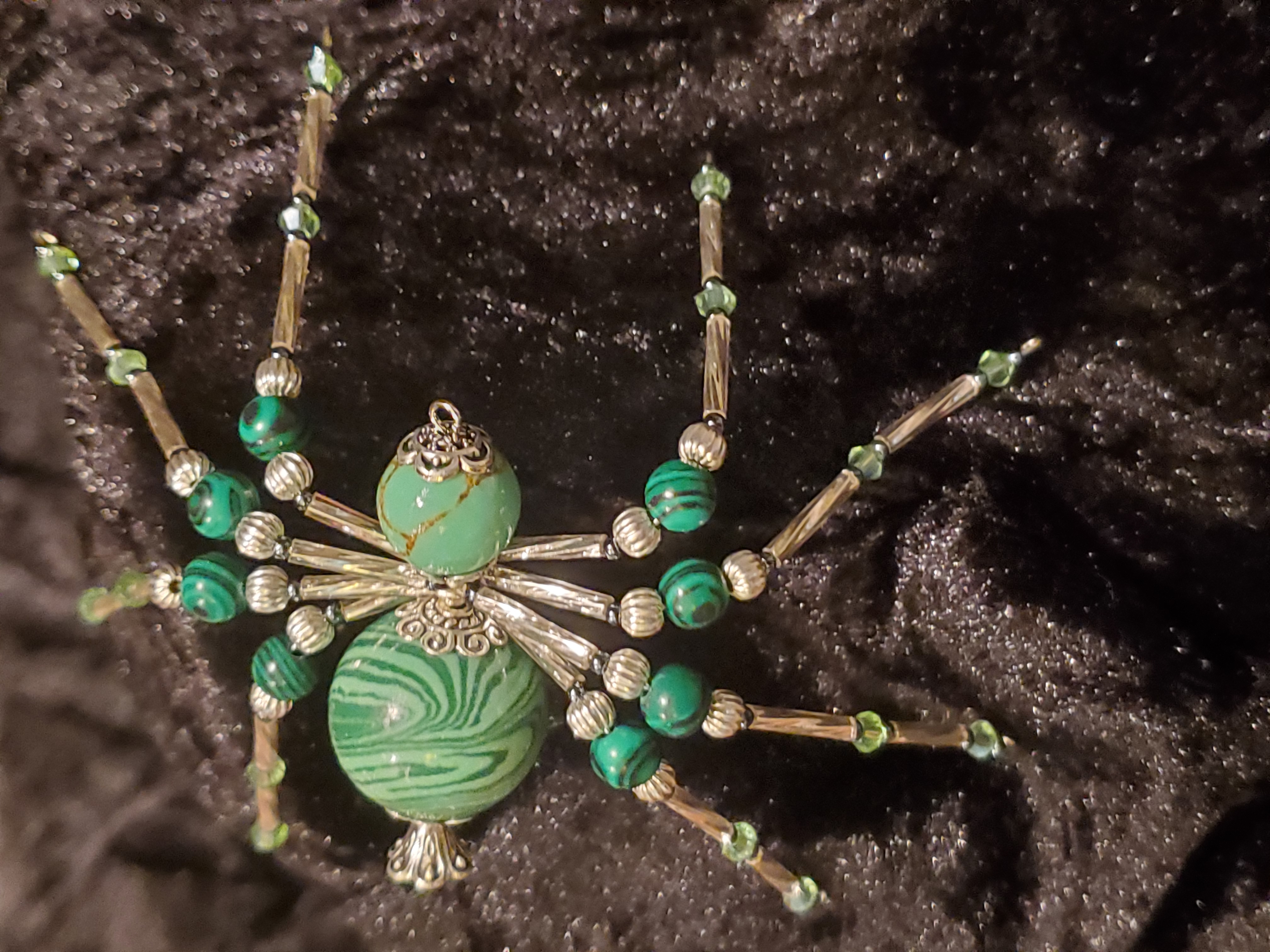 Forest Whisper Spider with green stone